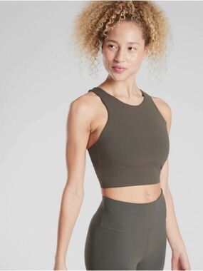 Athleta Conscious Crop Bra Olive Green Size Medium DD